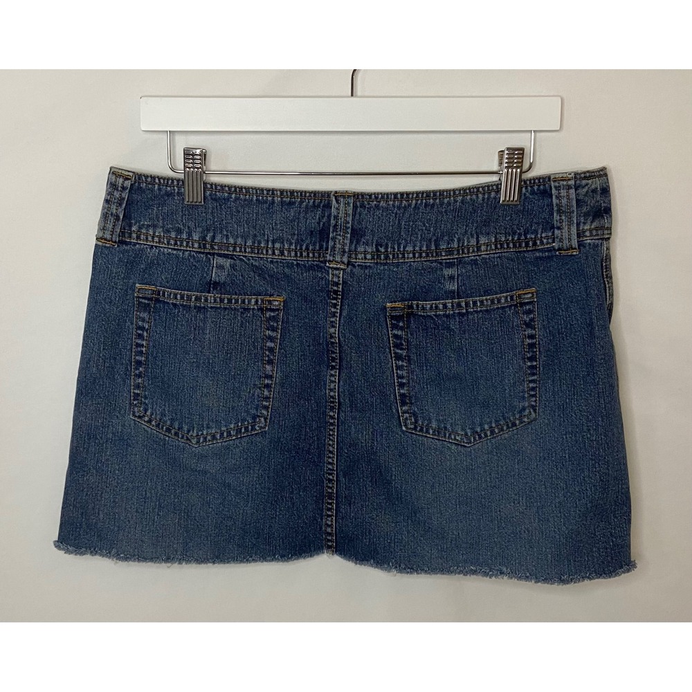 SO Jeans Co Denim Mini Skirt Blue Frayed Raw Hem‎ Size 15 - Picture 4 of 8